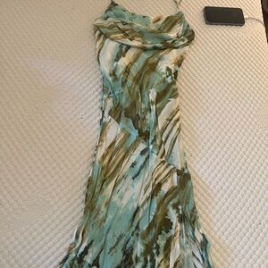 Elegant Green and White Maxi Dress